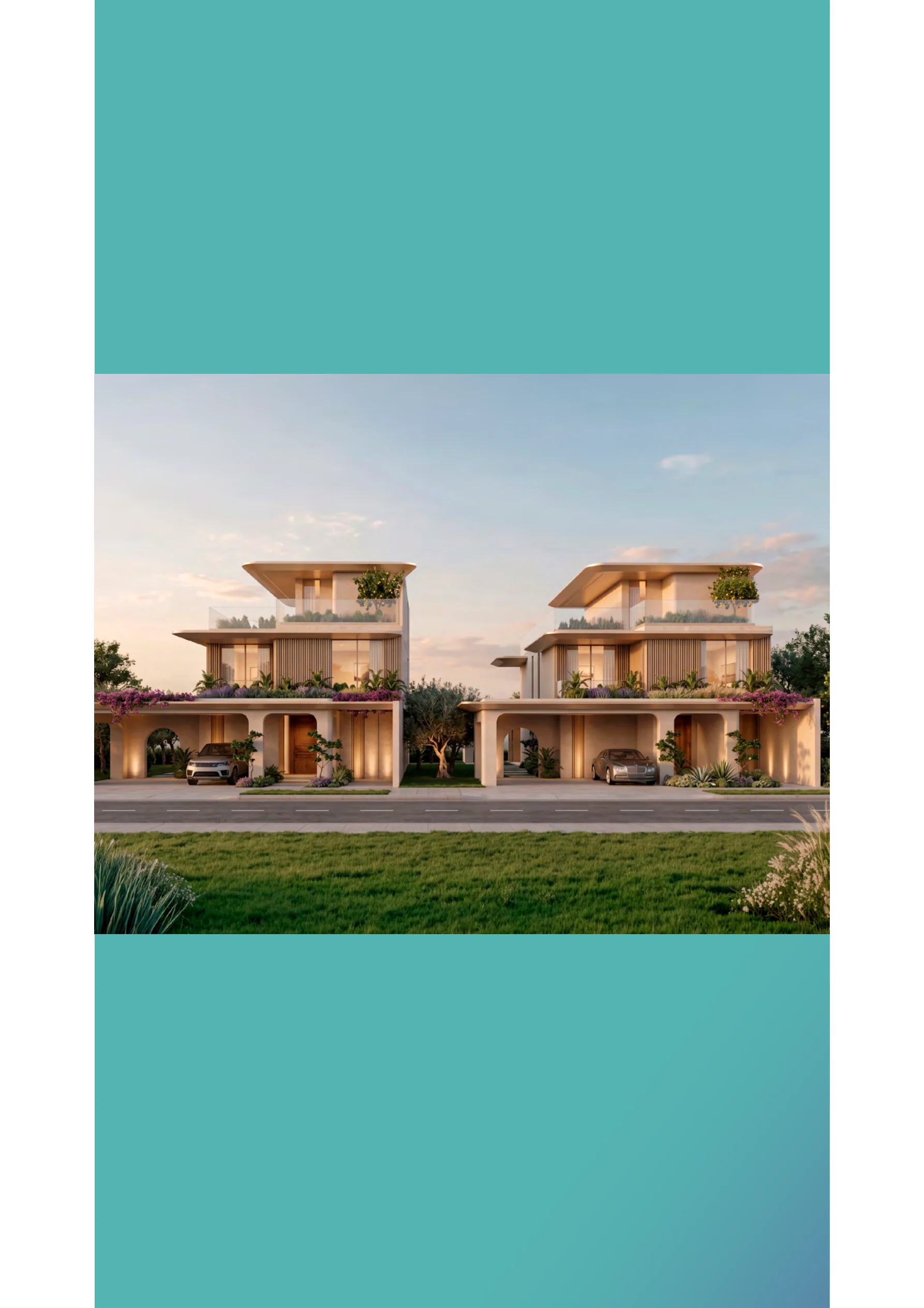 Complete Palm Hills brochure page showing two proposed Crest street-side illustrations