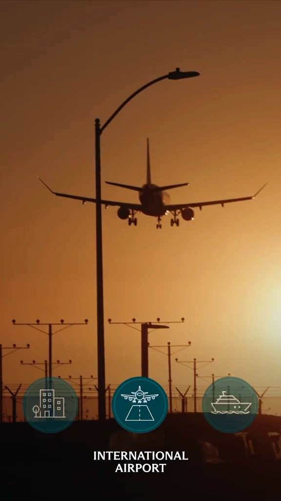 Full source film frame showing International airport