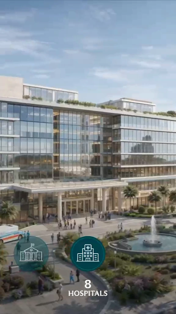 Full source film frame showing 8 hospitals