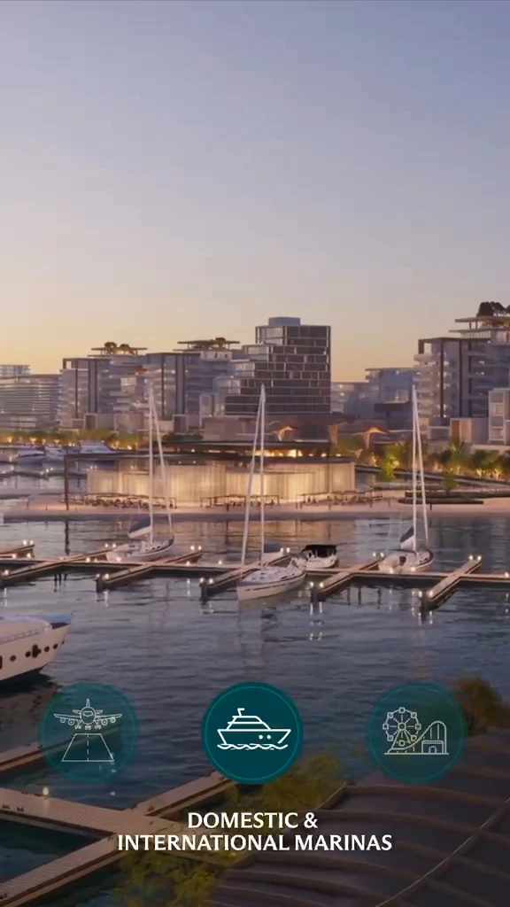 Full source film frame showing Domestic & international marinas
